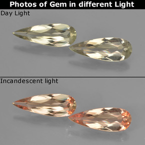 2.22캐럿 천연 매우 밝은 황금색 컬러체인지 디아스포어 보석, 배 모양, 13.1×4.6 mm, VVS