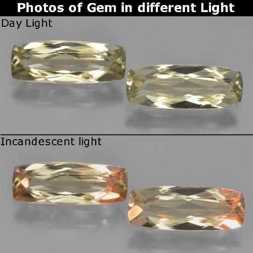 2.78캐럿 천연 매우 연한 옐로우 컬러체인지 디아스포어 보석, 쿠션 컷, 11.7×4.4 mm, VVS