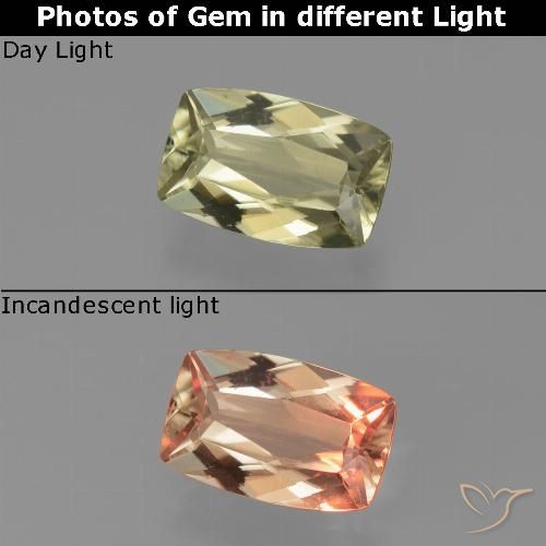 1.05ct 자연스러운 매우 밝은 황금색 색상 변화 디아스포어, 방석, VVS-VS