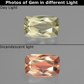 1.43캐럿 천연 그린/핑크 컬러체인지 디아스포어, 쿠션 컷, 8.1×5.2 mm, VVS