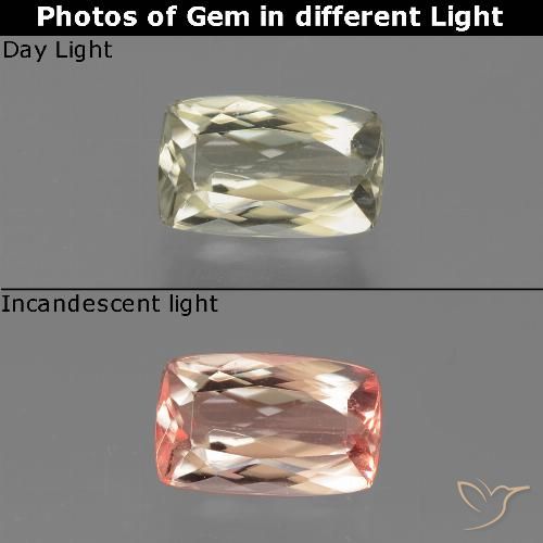 1.24ct 자연스러운 갈황색 색상 변화 디아스포어, 방석, VVS-VS