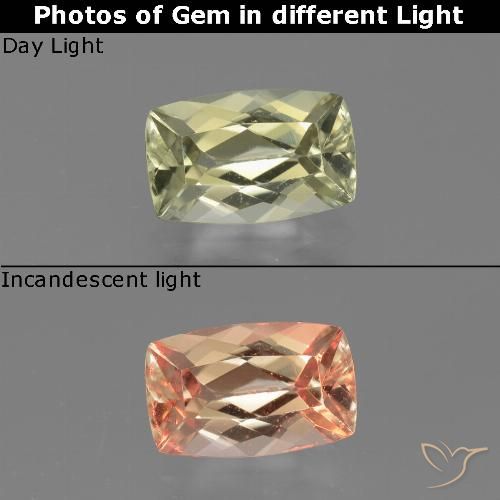 1.32ct 자연스러운 매우 밝은 노란색 색상 변화 디아스포어, 방석, VVS-VS