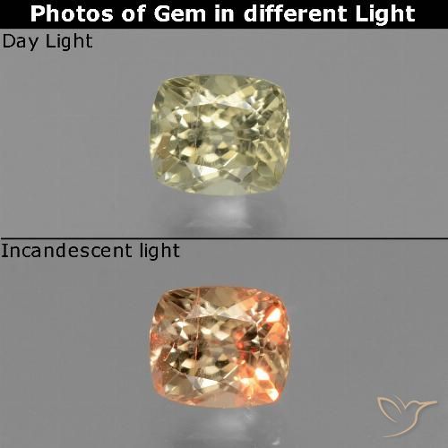 0.86ct 자연스러운 옅은 노랑 색상 변화 디아스포어, 방석, VS