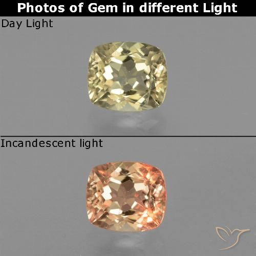 0.80ct 자연스러운 옐로우 베이지 색상 변화 디아스포어, 방석, VS