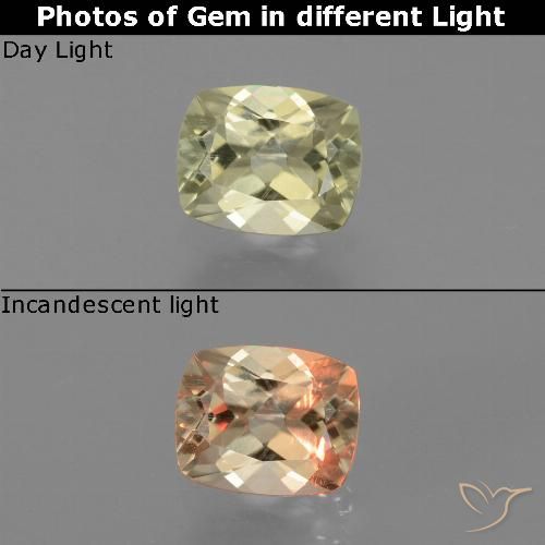0.78ct 자연스러운 매우 밝은 노란색 색상 변화 디아스포어, 방석, VS