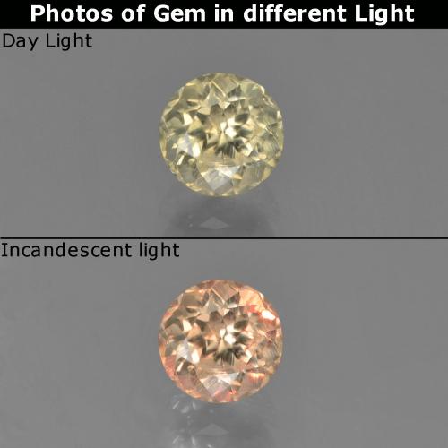 0.68캐럿 천연 매우 밝은 노란색 색상 변화 디아스포어, 라운드 컷, VS