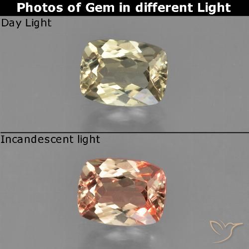 0.87ct 자연스러운 매우 밝은 노란색 색상 변화 디아스포어, 방석, VVS-VS