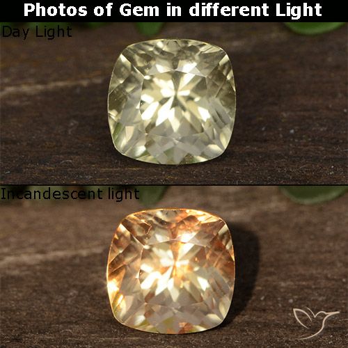 0.80ct 자연스러운 그윽한 노란색 색상 변화 디아스포어, 방석, VVS-VS