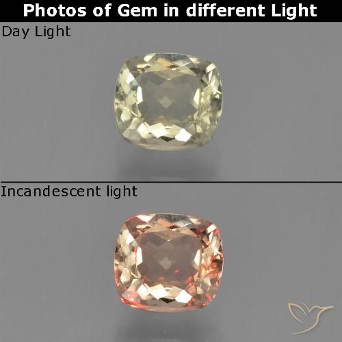 0.81ct 자연스러운 매우 밝은 노란색 색상 변화 디아스포어, 방석, VVS-VS