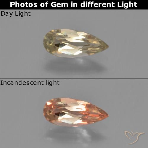 0.70ct 자연스러운 흙빛 노란색 색상 변화 디아스포어, 배 모양, VVS-VS