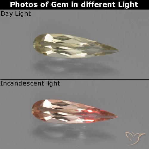 0.82ct 자연스러운 흙빛 노란색 색상 변화 디아스포어, 배 모양, VVS-VS