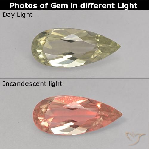 1.00캐럿 천연 갈색빛 옐로우 컬러체인지 디아스포어, 배 모양, 10.2×4.5 mm, VVS-VS