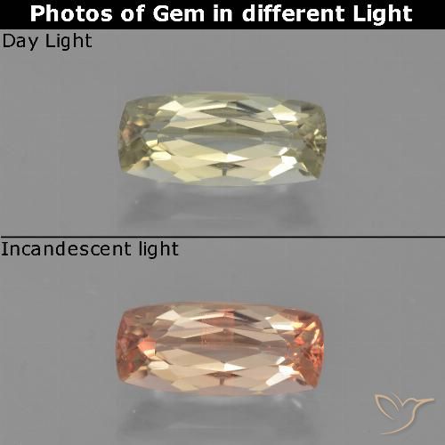 1.24ct 자연스러운 매우 옅은 노란색 색상 변화 디아스포어, 방석, VVS