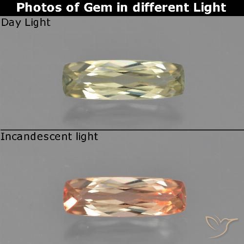1.10ct 자연스러운 매우 밝은 노란색 색상 변화 디아스포어, 방석, VVS
