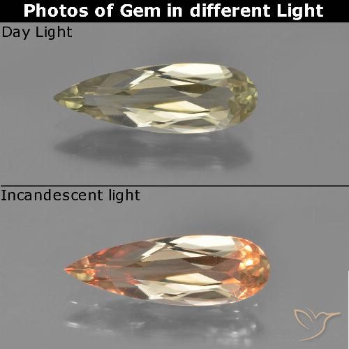 1.22ct 자연스러운 갈황색 색상 변화 디아스포어, 배 모양, VVS