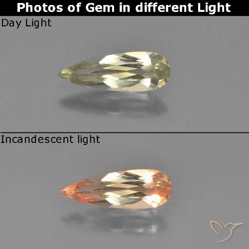 0.64ct 자연스러운 매우 밝은 노란색 색상 변화 디아스포어, 배 모양, VVS-VS