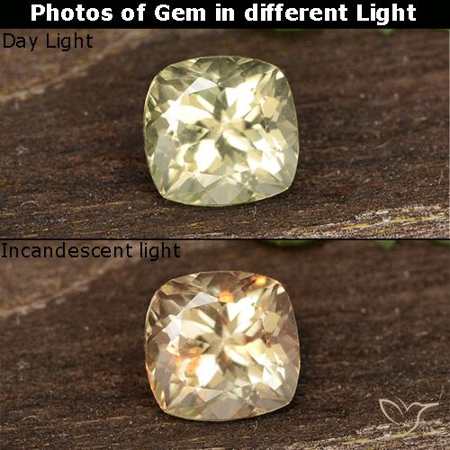 0.60ct 자연스러운 연노랑 색상 변화 디아스포어, 방석, VS