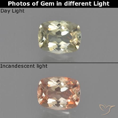 0.61ct 자연스러운 옅은 노랑 색상 변화 디아스포어, 방석, VS