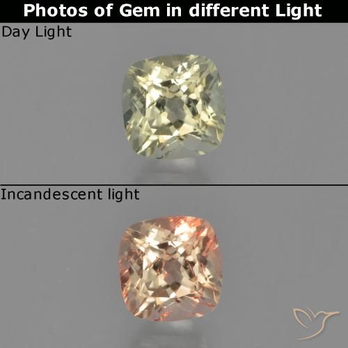 0.65ct 자연스러운 연노랑 색상 변화 디아스포어, 방석, VS