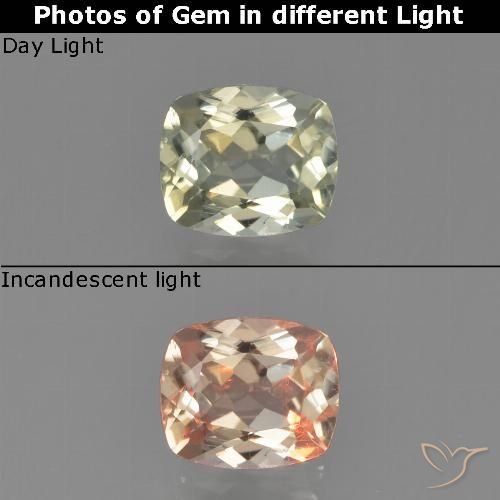 0.75ct 자연스러운 옐로우 베이지 색상 변화 디아스포어, 방석, VS