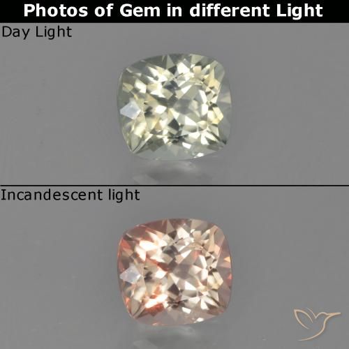 0.76ct 자연스러운 옅은 노랑 색상 변화 디아스포어, 방석, VS