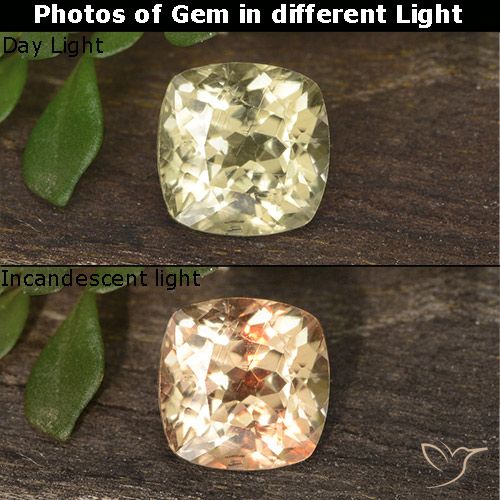 0.78ct 자연스러운 연노랑 색상 변화 디아스포어, 방석, VS