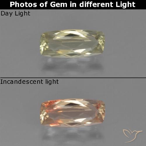 1.14ct 자연스러운 연노랑 색상 변화 디아스포어, 방석, VVS