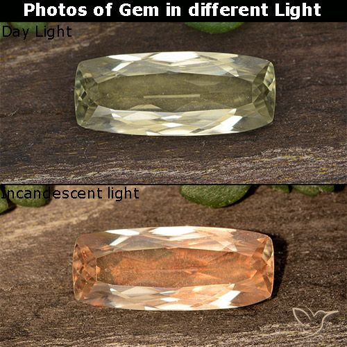 1.22ct 자연스러운 연노랑 색상 변화 디아스포어, 방석, VS