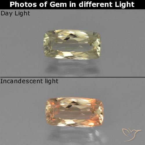 1.21ct 자연스러운 연노랑 색상 변화 디아스포어, 방석, VS