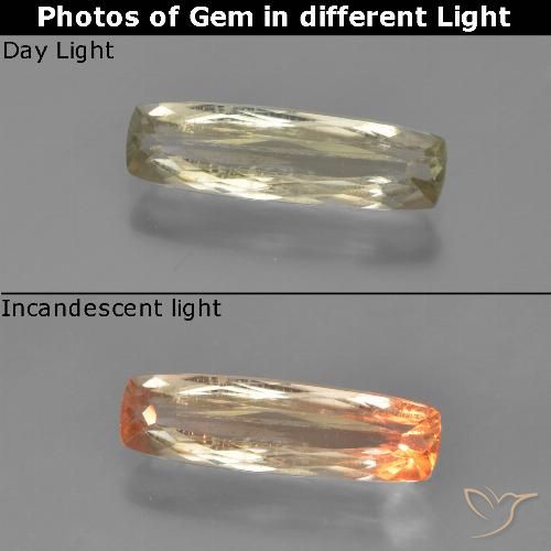 1.24ct 자연스러운 옅은 노랑 색상 변화 디아스포어, 방석, VS-SI