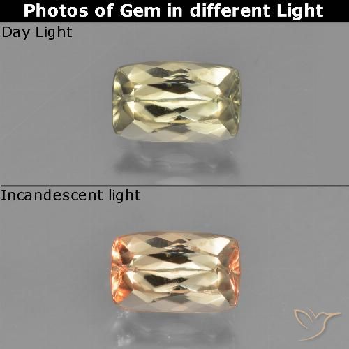 1.38ct 자연스러운 연노랑 색상 변화 디아스포어, 방석, VS