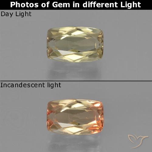 1.38ct 자연스러운 따뜻한 노란색 색상 변화 디아스포어, 방석, VS