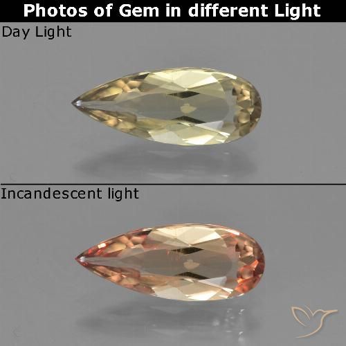 1.31ct 자연스러운 흙빛 노란색 색상 변화 디아스포어, 배 모양, VVS-VS