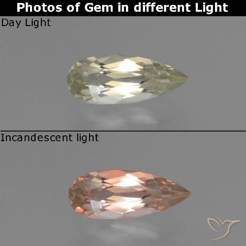 0.77ct 자연스러운 매우 밝은 노란색 색상 변화 디아스포어, 배 모양, VS-SI