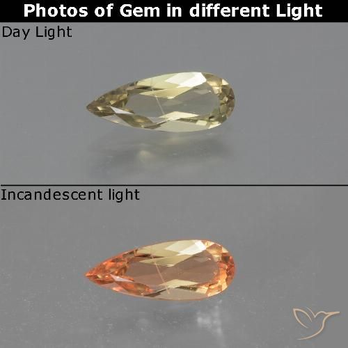 0.92ct 자연스러운 연노랑 색상 변화 디아스포어, 배 모양, VS