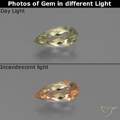 0.96ct 자연스러운 연노랑 색상 변화 디아스포어, 배 모양, VS