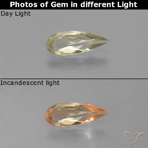 0.81ct 자연스러운 연노랑 색상 변화 디아스포어, 배 모양, VS