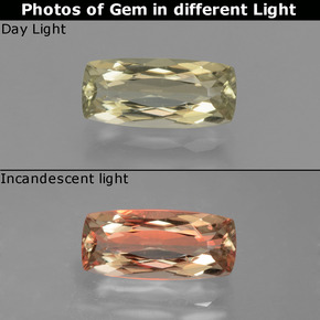 1.90캐럿 천연 그린/핑크 컬러체인지 디아스포어, 쿠션 컷, 11.1×5 mm, VVS