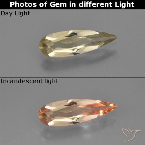 0.84ct 자연스러운 따뜻한 노란색 색상 변화 디아스포어, 배 모양, VVS-VS