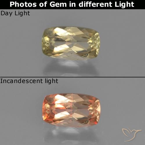 0.77ct 자연스러운 매우 밝은 노란색 색상 변화 디아스포어, 방석, VS