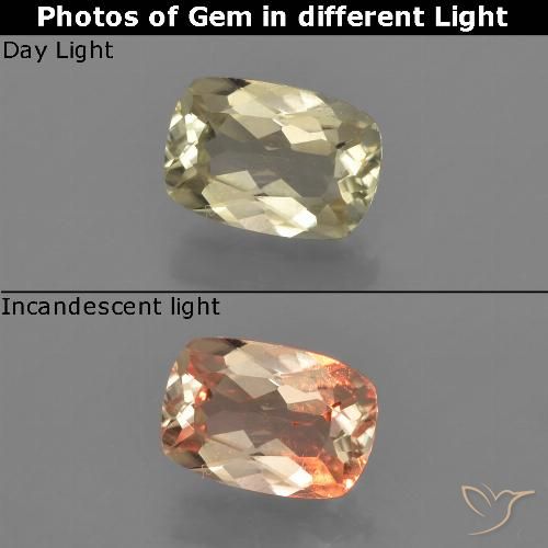 0.93ct 자연스러운 흙빛 노란색 색상 변화 디아스포어, 방석, VVS-VS