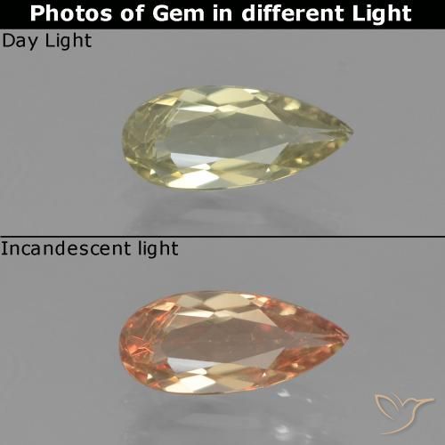 0.80ct 자연스러운 매우 옅은 노란색 색상 변화 디아스포어, 배 모양, VS