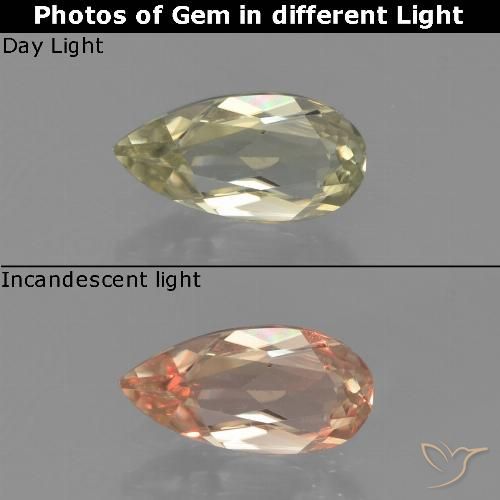 0.71ct 자연스러운 연노랑 색상 변화 디아스포어, 배 모양, VVS