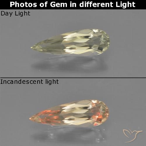 0.97ct 자연스러운 매우 옅은 노란색 색상 변화 디아스포어, 배 모양, VVS-VS