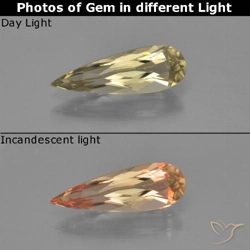 1.03ct 자연스러운 흙빛 노란색 색상 변화 디아스포어, 배 모양, VVS-VS