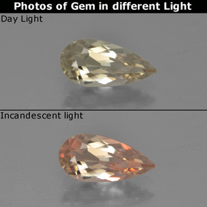 1.17캐럿 천연 따뜻한 노란색 색상 변화 디아스포어, 배 모양, VVS-VS