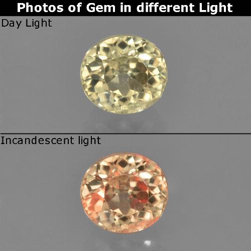 0.86캐럿 천연 옅은 노랑 색상 변화 디아스포어, 라운드 컷, VS