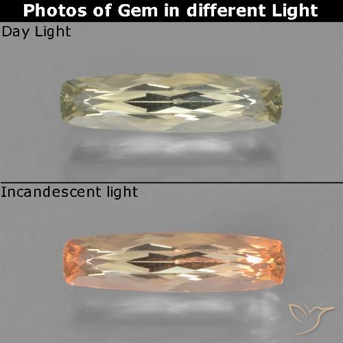 1.35ct 자연스러운 옅은 노랑 색상 변화 디아스포어, 방석, VVS-VS