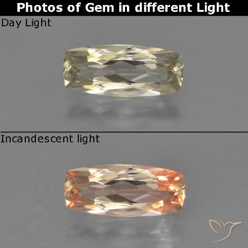 1.27ct 자연스러운 매우 밝은 황금색 색상 변화 디아스포어, 방석, VVS