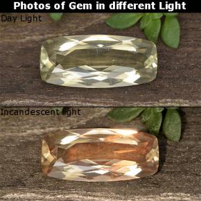 1.35캐럿 천연 매우 연한 옐로우 컬러체인지 디아스포어, 쿠션 컷, 10.8×4.8 mm, VVS
